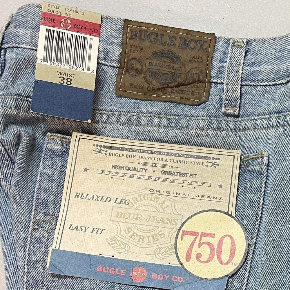 Vintage 90s Bugle Boy 750 Denim Jean Shorts Blue Light Wash Mens Size 38 Stained